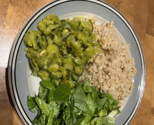 Lauch-Zucchini mit Reis